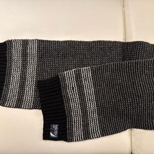 Nautica Men's Scarf in Black and Gray Stripes. 62 Inches.